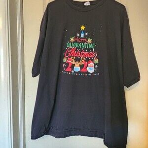 Hanes Unisex Merry Quarantine Christmas 2020 Graphic T-Shirt Size 4XL
